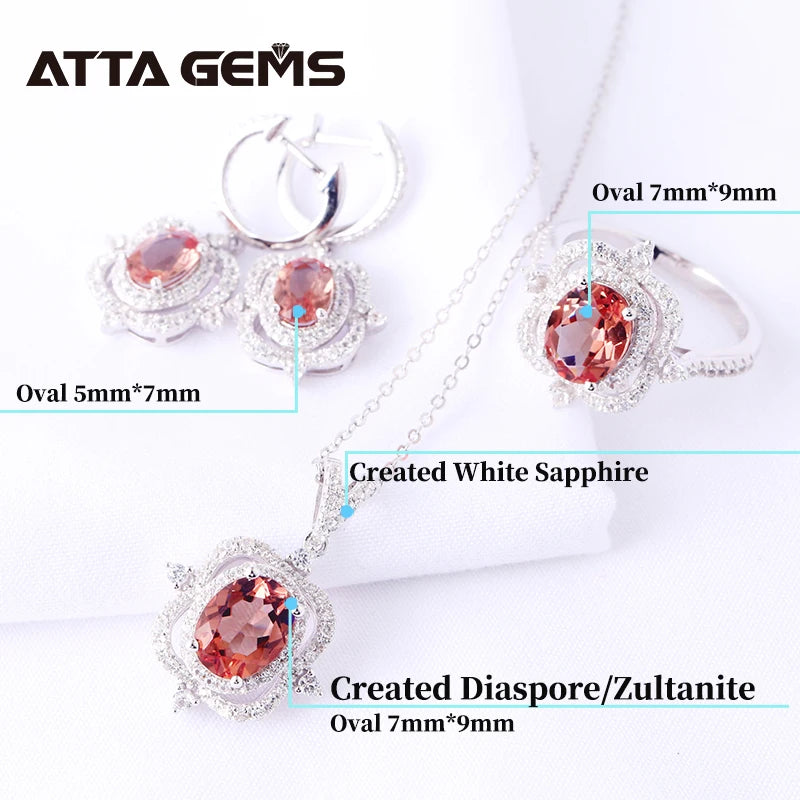 Zultanite Jewelry Sets 925 Sterling Silver Created Diaspore Dangle Earrings Ring Yellow Gold Color Change Gemstone Women's