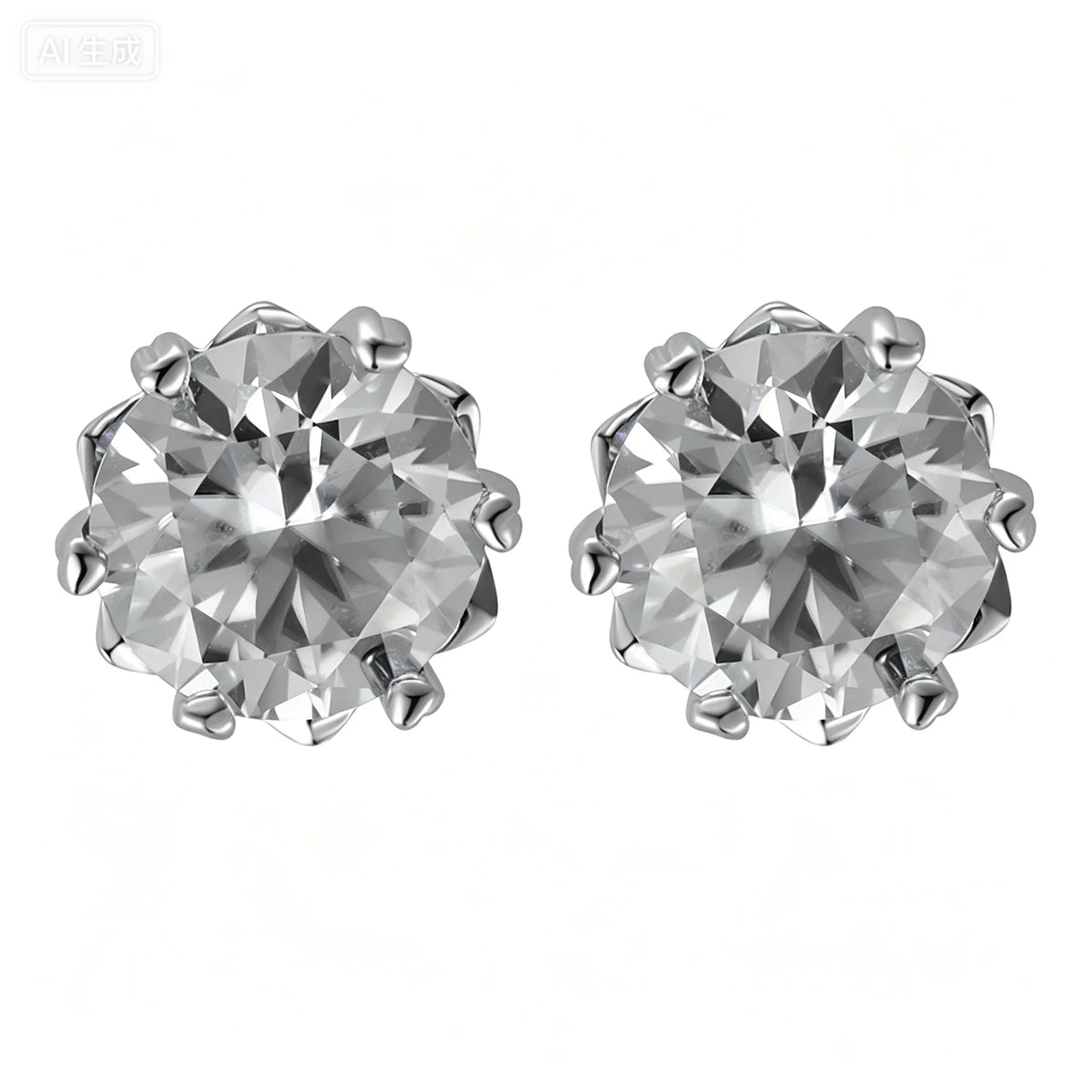 ArtistA Factory Jewelry 0.3-1CT Sparkling Round Moissanite Snowflake-Claw-Set Butterfly-Clutch 925 Silver Everyday Elegance Stud Earring