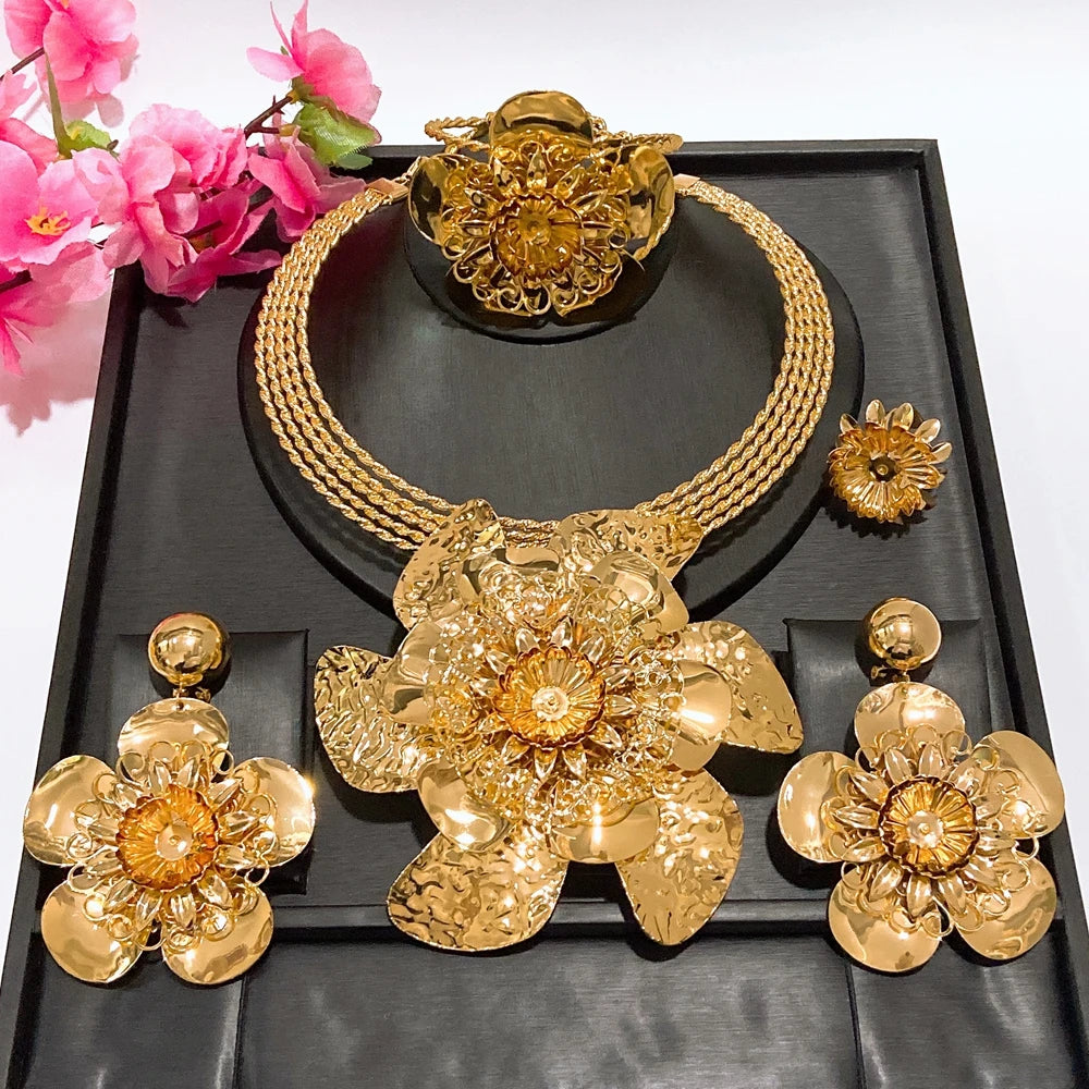 Italian Jewelry Set Alloy Brazilian Jewelry Sets Wedding Party Pendant Necklace  Earrings Jewelry Set HK048322