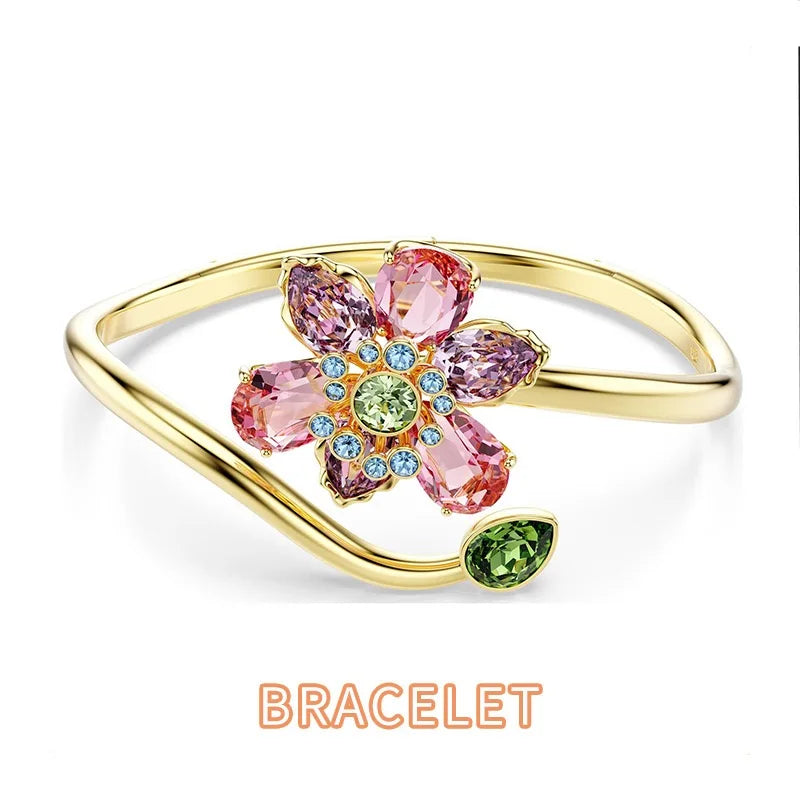 XOTICA Austria Multicolored Series High-Quality Flower-Shaped Crystal Jewelry Set, Jewelry