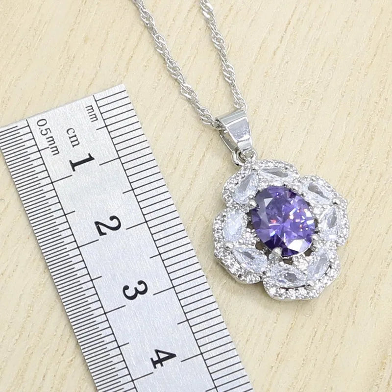 XOTICA Customizable 925 Silver Jewelry Sets for Women Bridal Wedding Zircon Earrings Pendant Necklace Ring Bracelet for Gift