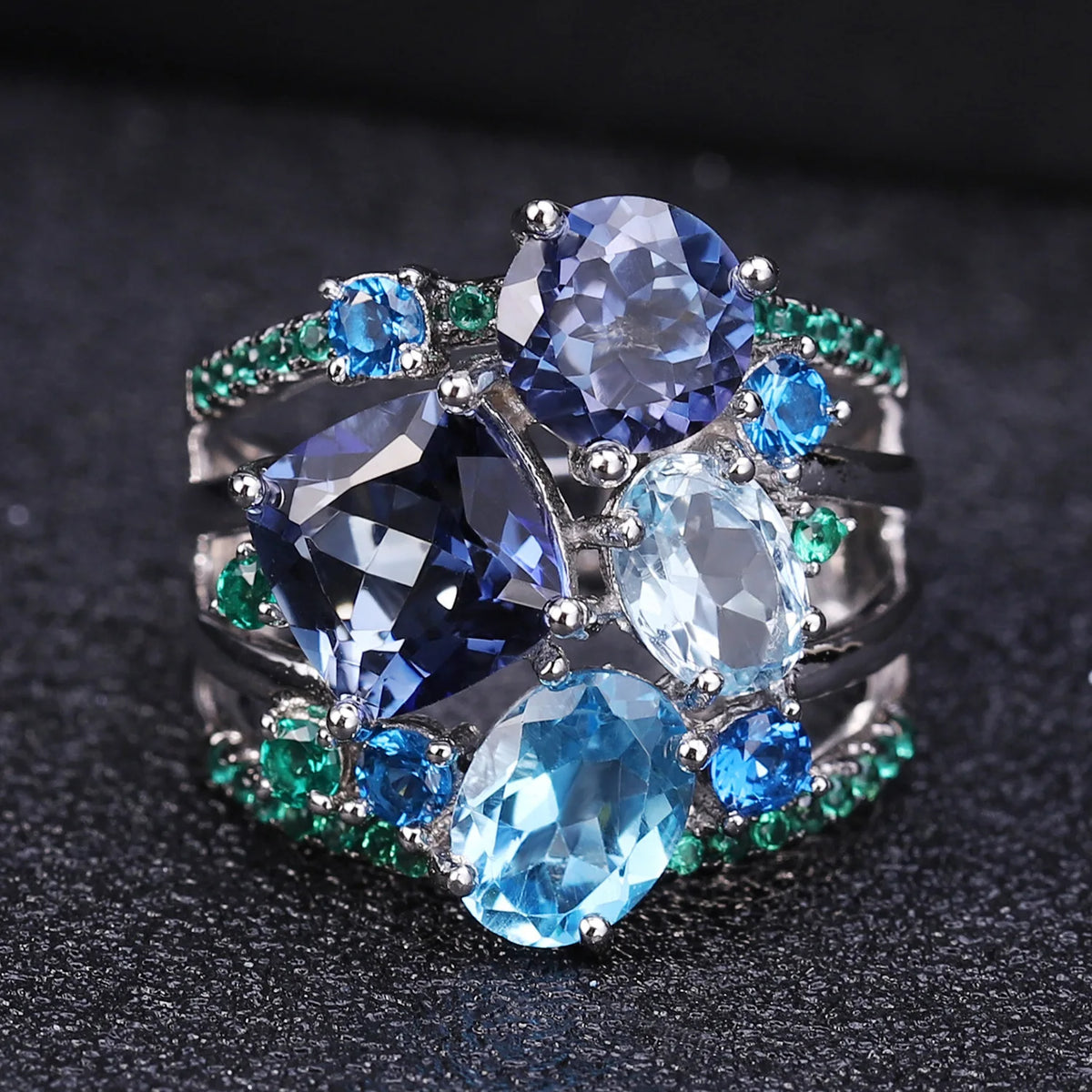 REDheart TIANSHE Designer Luxury Women's Jewelry Set S925 Pure Silver Natural Topaz Ring Earrings Brooch pendant