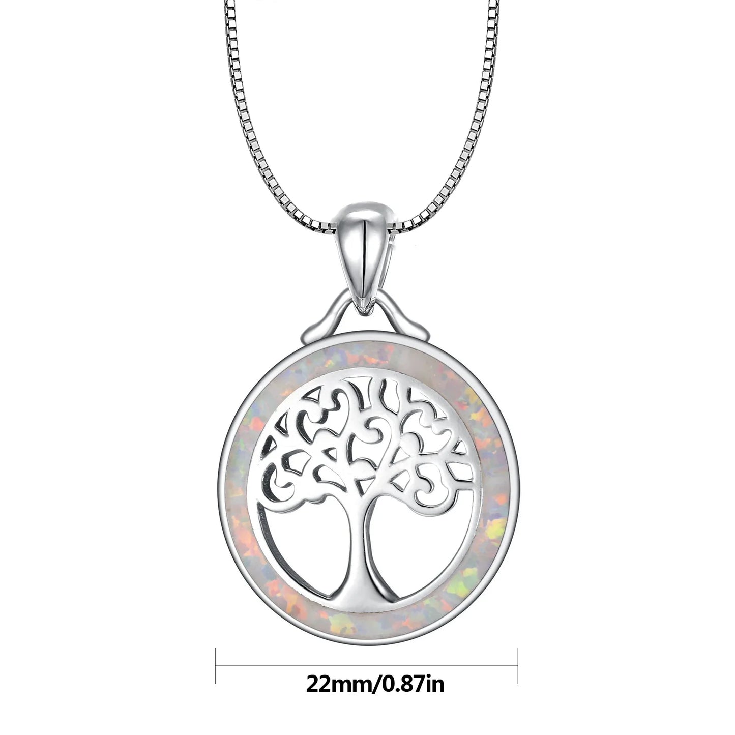 Trendy Silver Plated Copper Opal Life Tree Link Chain Clavicle Pendant Necklace-Delicate Fashion Accessory for Women