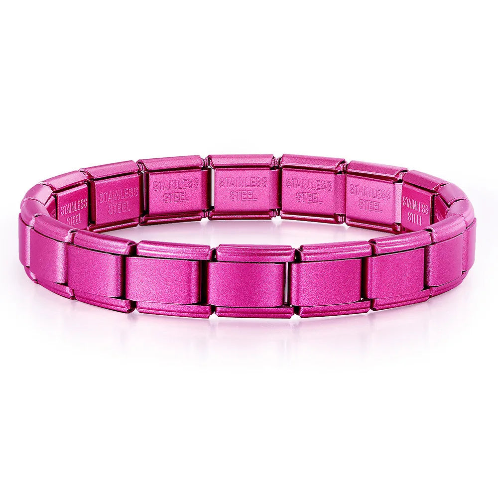 REBEL FASHIONISTA LAMOON Simple Colorful Width 9mm Elastic Link Chain Stainless Steel Bangle on Hand Jewelry DIY Making Italian Charm Bracelet