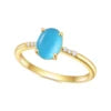 Gemfiori Abiding Classic Design 925 Silver Yellow Gold Plated Turquoise Rings Stacking Synthetic Gemstone Turquoise Ring in Stock