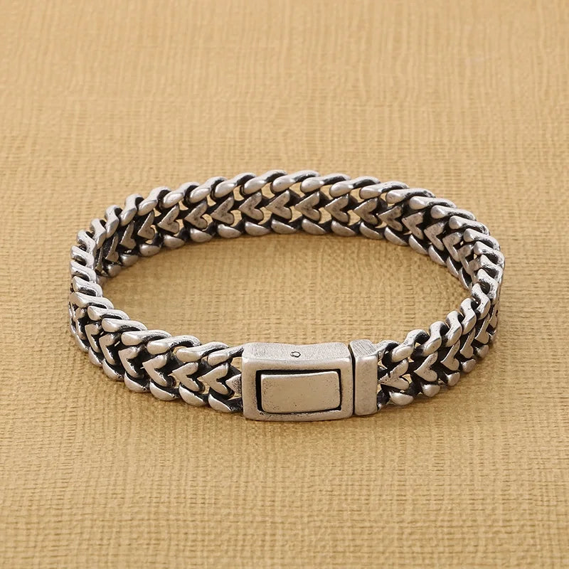 KALEN 210mm Vintage Stainless Steel Bracelet Love Heart Chain Men Bracelet