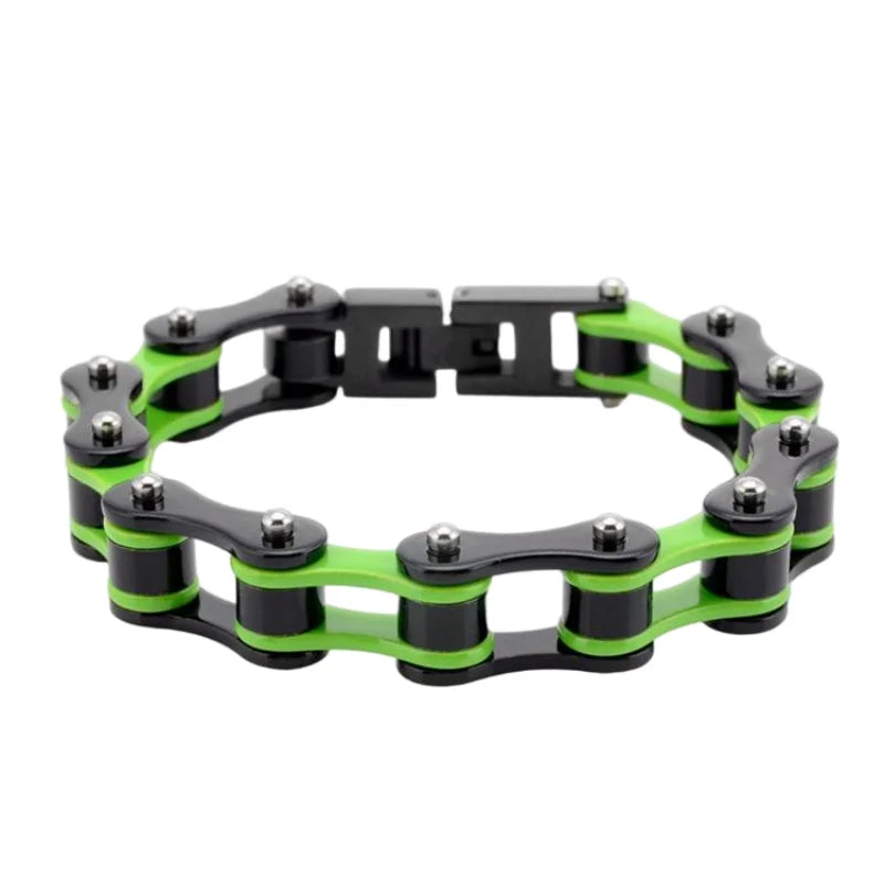 REBEL Stainless Steel Punk Style Geometric Chain Link Bracelet Rock Roll Motorcycle Bicycle Styles Matte Finis