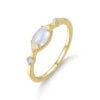 ArtistA Abiding 925 Sterling Silver Round Oval Pear Milky Blue Moonstone Rings Cluster Halo Engagement Ring Stackable Band for Women