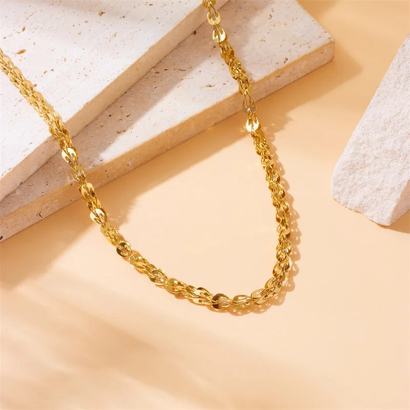 Gold Chain Necklace & Bracelet Jewellery Set | Classic Everyday Luxury Fashion Set