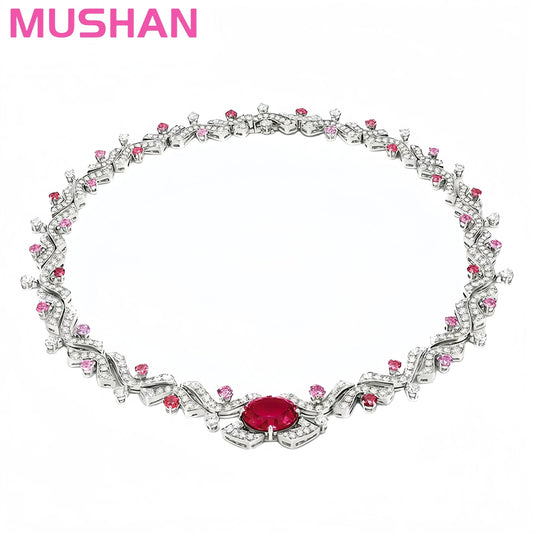 MUSHAN Jewelry Factory GRC Certificate Luxury Platinum Plated 925 Sterling Silver Charm Necklace for Women Gift Wedding Party