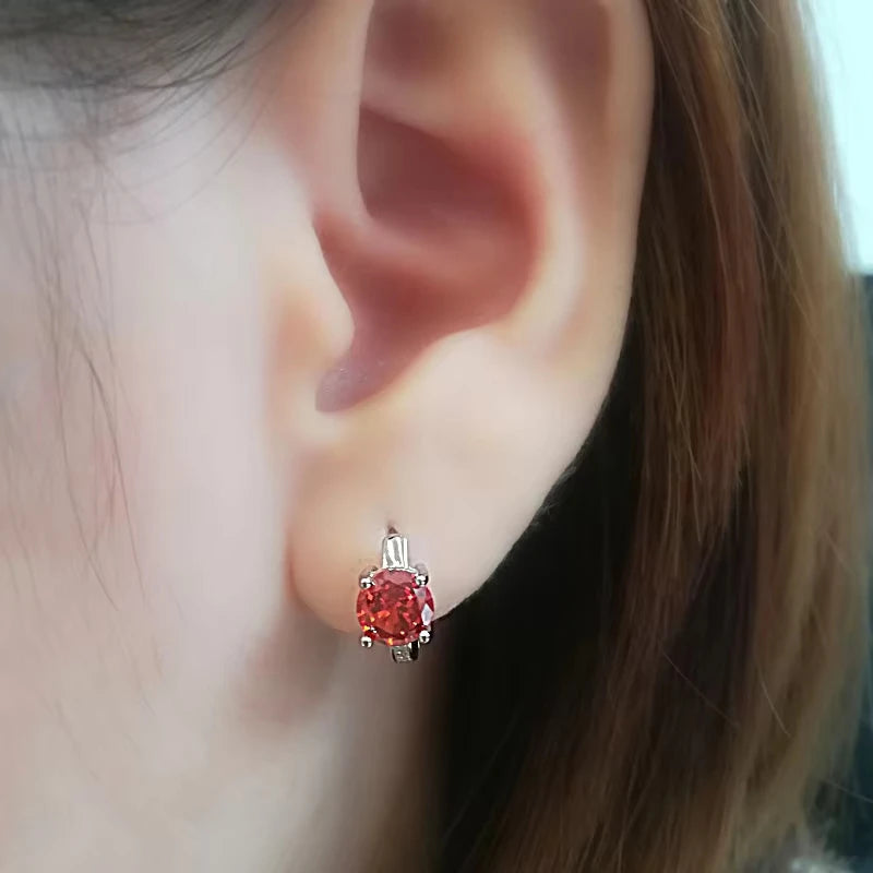 REDheart Garnet Hoop Earrings Accent Rhodium Plated Fashion Jewelry Bulk 925 Sterling Silver Women Earrings