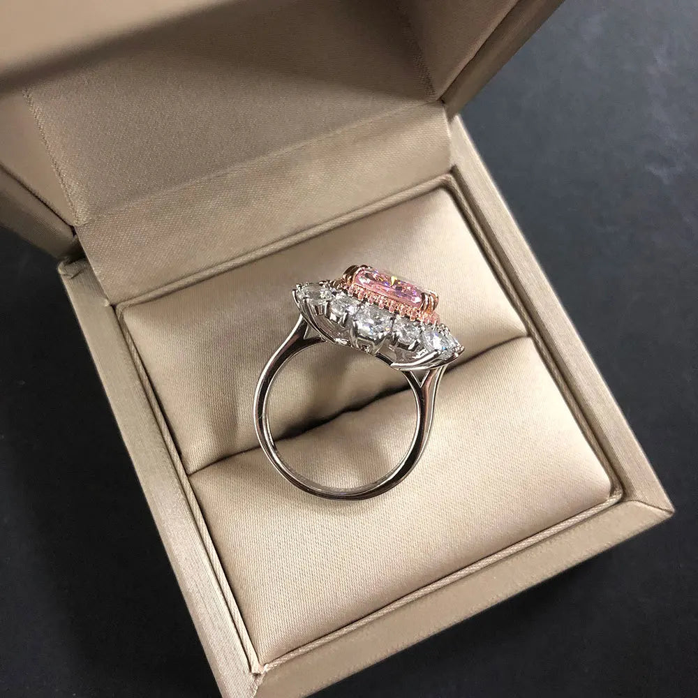 MuShan Jewelry Factory 2026 New Fat Square 10*12 Cross Border Versatile Color Blocking Design 925 Silver Women Ring
