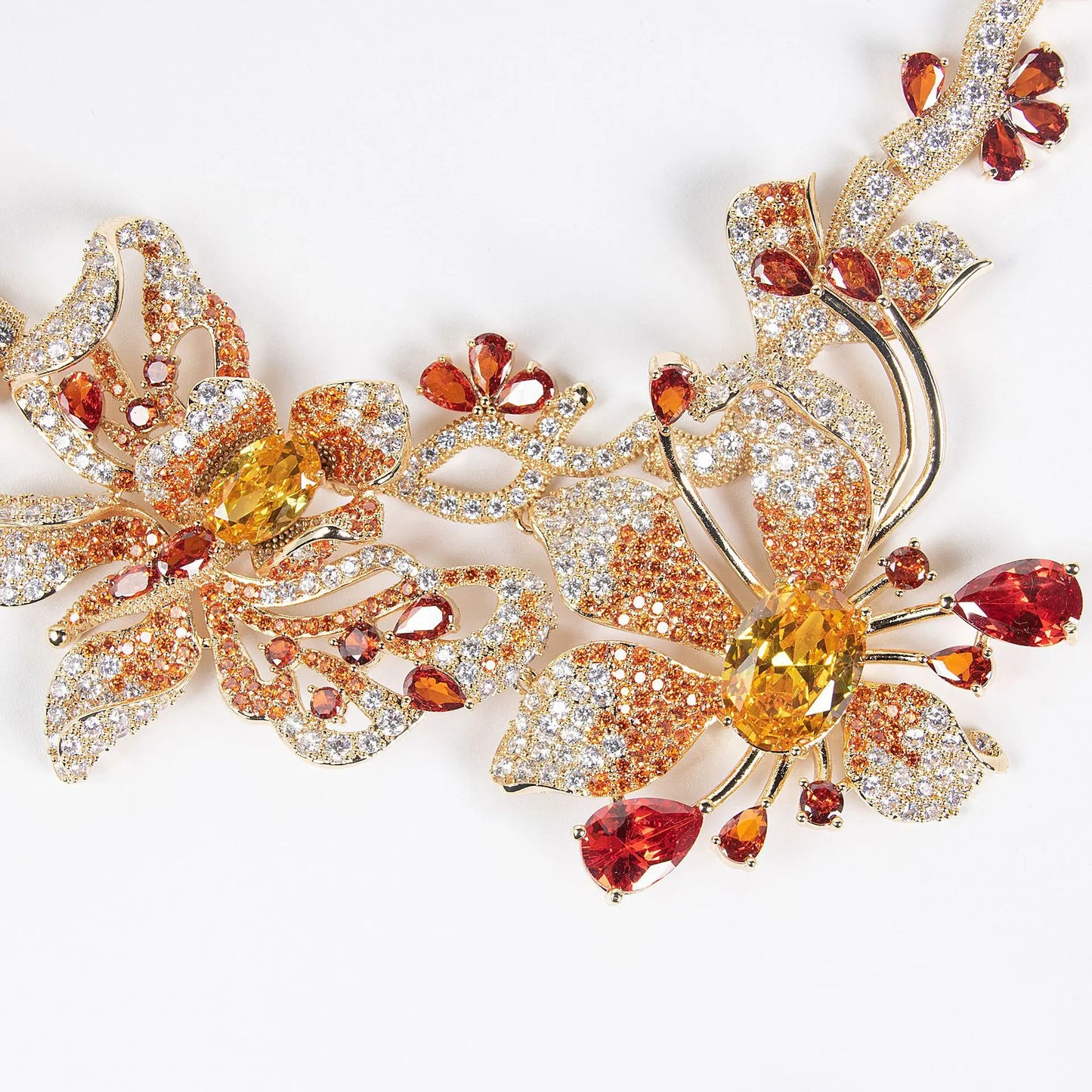 Dubai Jewelry Set for Women African Luxury Butterfly Flower Shiny Cubic Zirconia Necklace Earring 2pcs Jewelry Sets