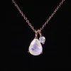 ArtistA Abiding Simple Vintage Faceted Pear Oval Rainbow Blue Moonstone Pendant Necklace 925 Silver Women Jewelry Necklace
