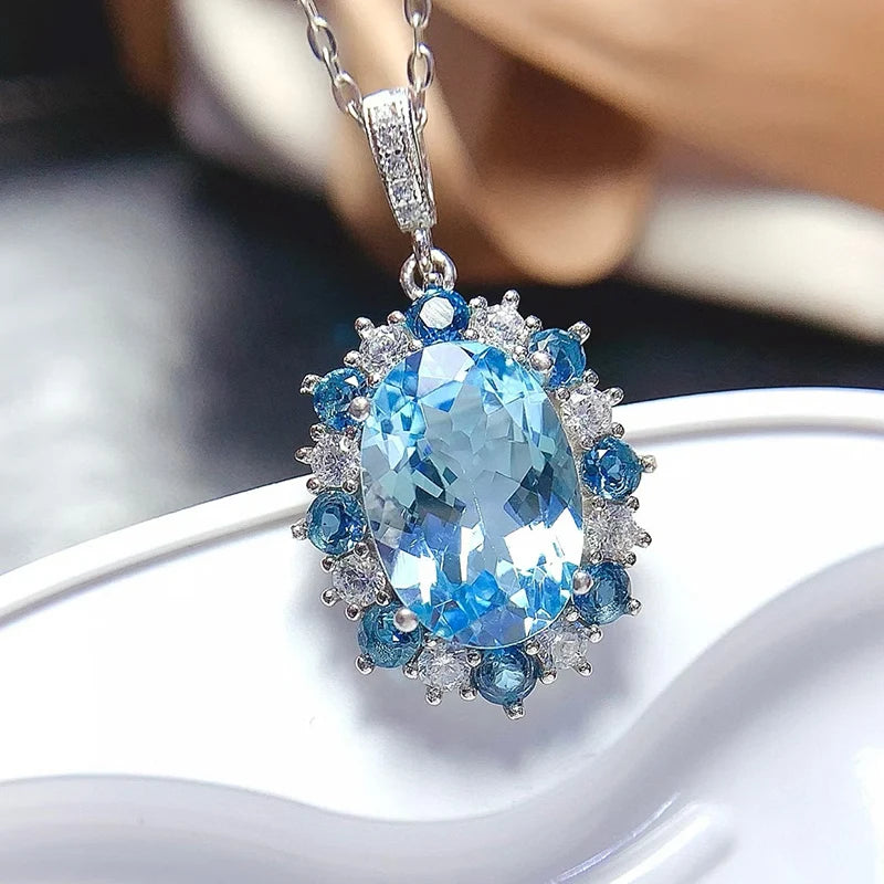 Gioiellieri Sterling 925 Silver Rhodium Plated Natural Topaz Luxury Trendy Custom Indian Birthstone Jewelry Pendant for Women