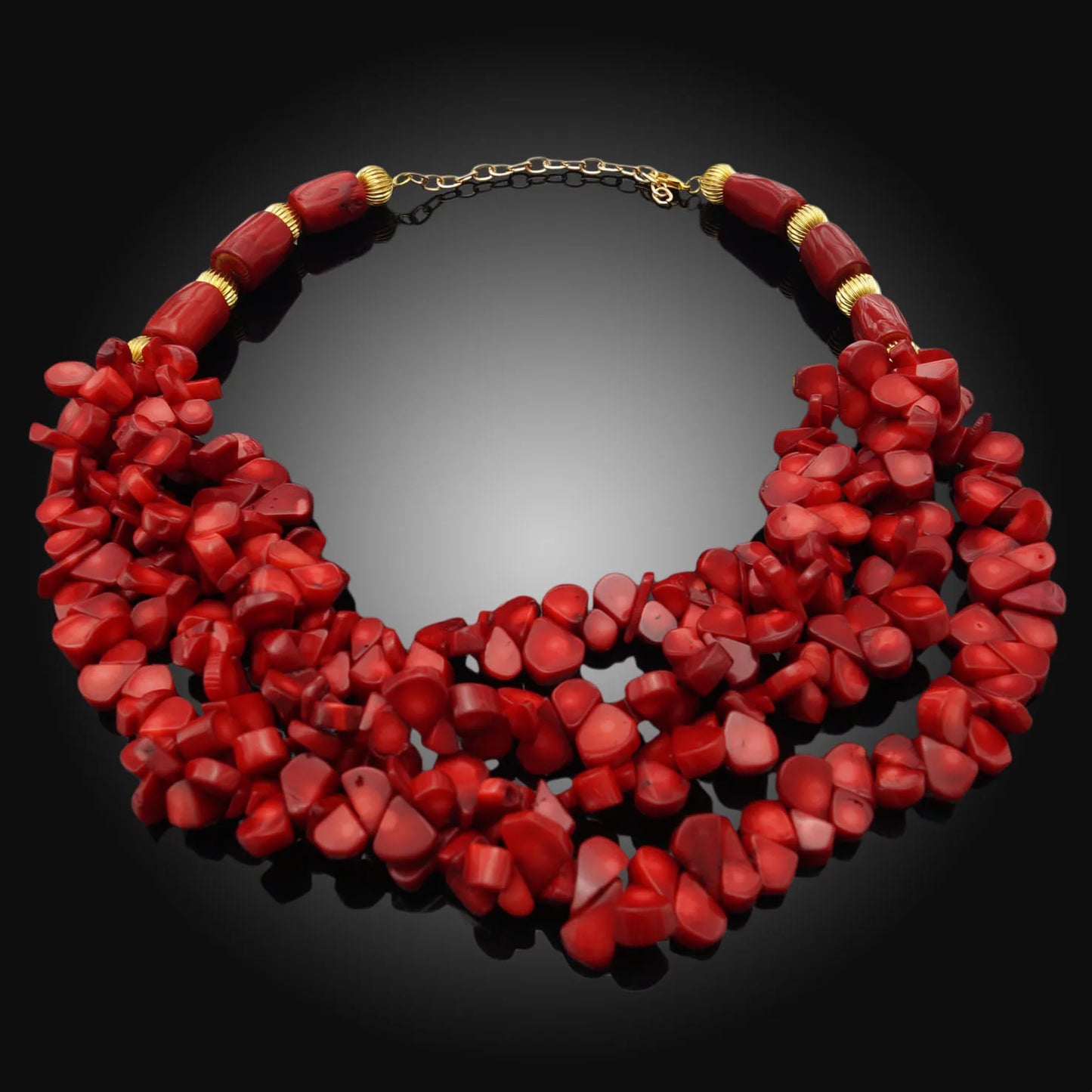 Zhuerrui Elegant Red Coral Beads Design Set Gold Accessories Necklace Sets Exquisite Craftsmanship Suitable for Party HF17041302