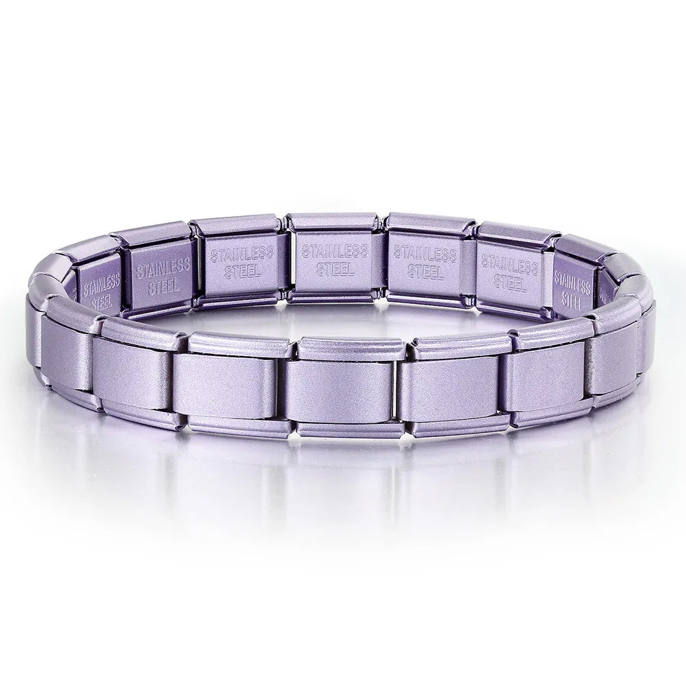 REBEL FASHIONISTA LAMOON Simple Colorful Width 9mm Elastic Link Chain Stainless Steel Bangle on Hand Jewelry DIY Making Italian Charm Bracelet