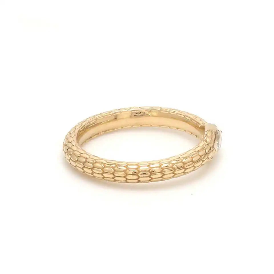 New Arrivals Fine Jewelry 14k Pure Gold Luxury Paved Diamond Snake Rings Trendy Minimalist Design Women's Dainty 0.25ct Oval Cut