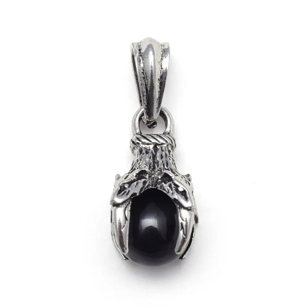 Punk Rock Titanium Steel Dragon Claw Crystal Ball Pendant Necklace 18inch Black Cord Natural Gemstone Chakra Jewelry
