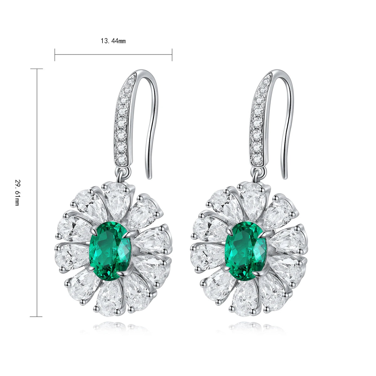 Gemfiori Anster High Quality S925 Lab Grown Emerald Earring Stud Dainty Gemstone Stud Earrings for Women Daily Wear Gift