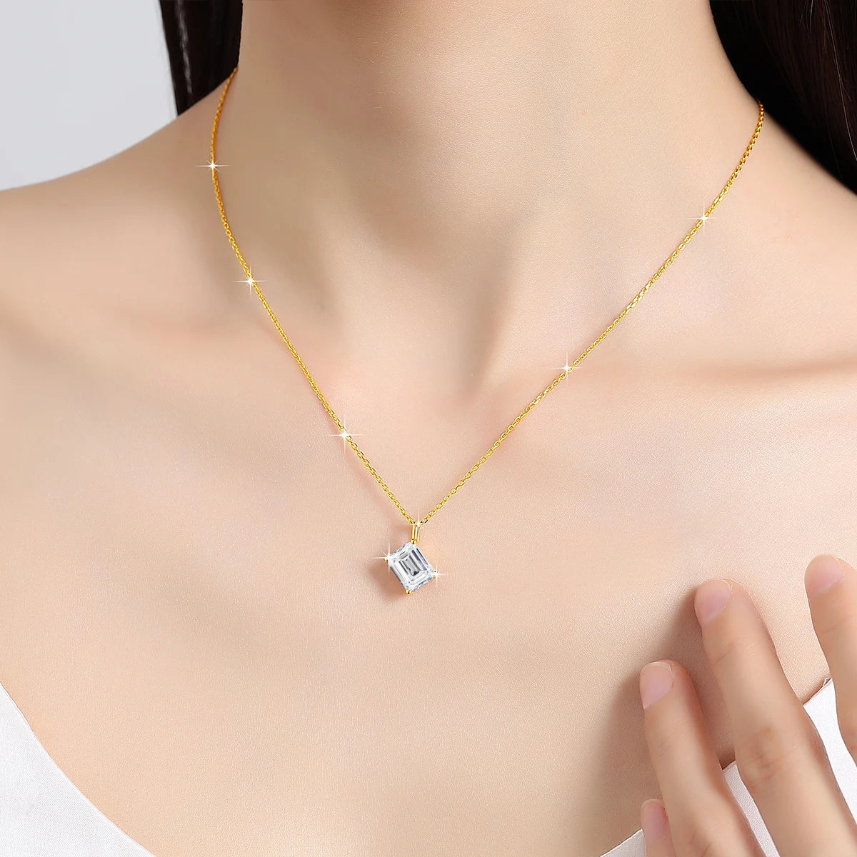 Gioiellieri Luxury Jewelry Manufacturer Women Christmas Mother's Day Gift 14K Gold Emerald 1ct 2ct 3ct Moissanite Diamond Pendant
