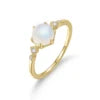 ArtistA Abiding 925 Sterling Silver Round Oval Pear Milky Blue Moonstone Rings Cluster Halo Engagement Ring Stackable Band for Women