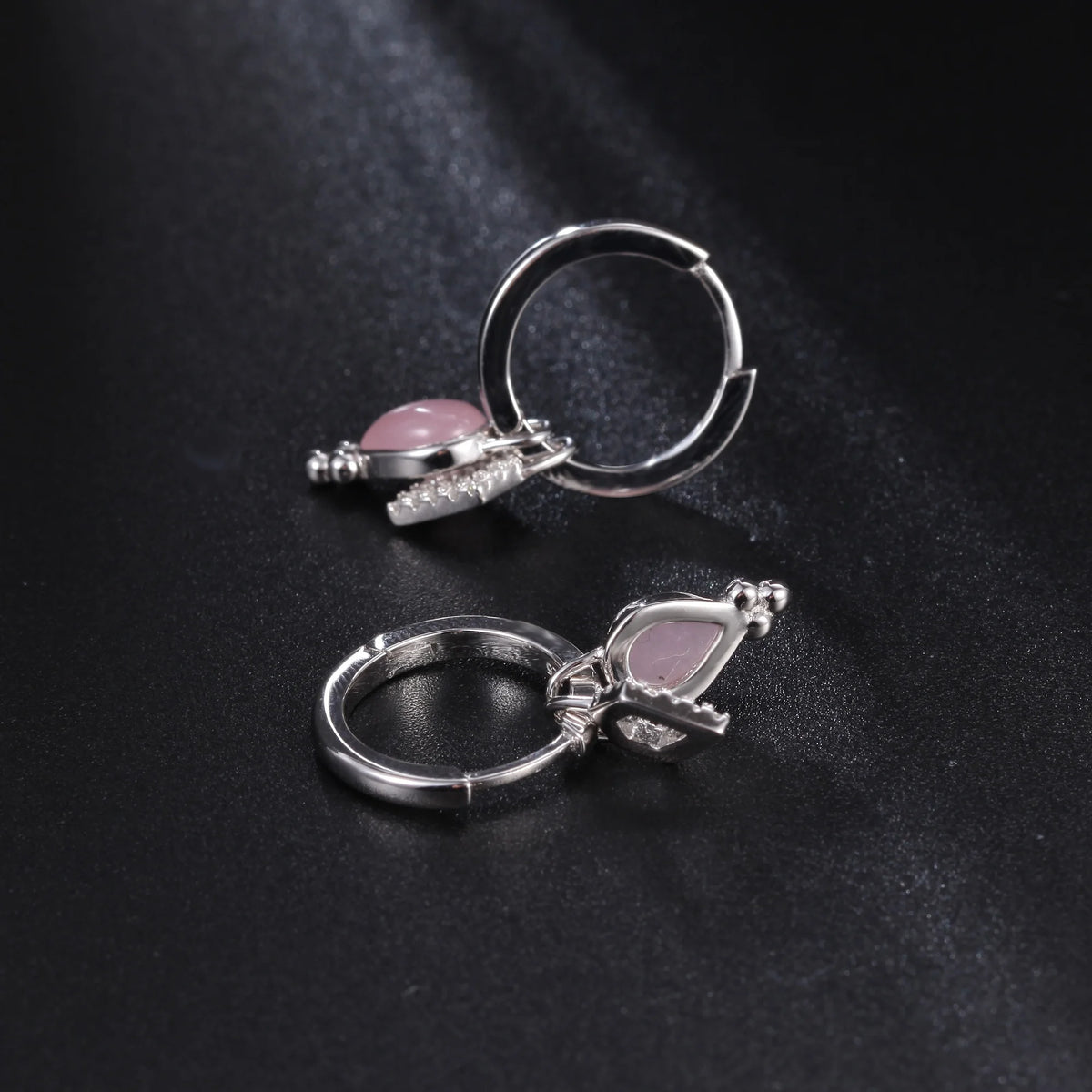 ArtistA OL0875 Abiding Natural Gemstone 925 Sterling Silver Rose Quartz Garnet Pendant Necklace Earring Jewelry Sets for Women Wedding
