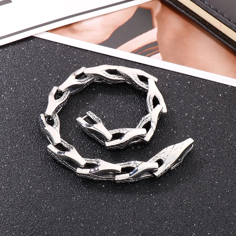 REBEL Fine Jewelry Fashion Bracelets Men Stainless Steel Trendy Links Bracelet Bangle