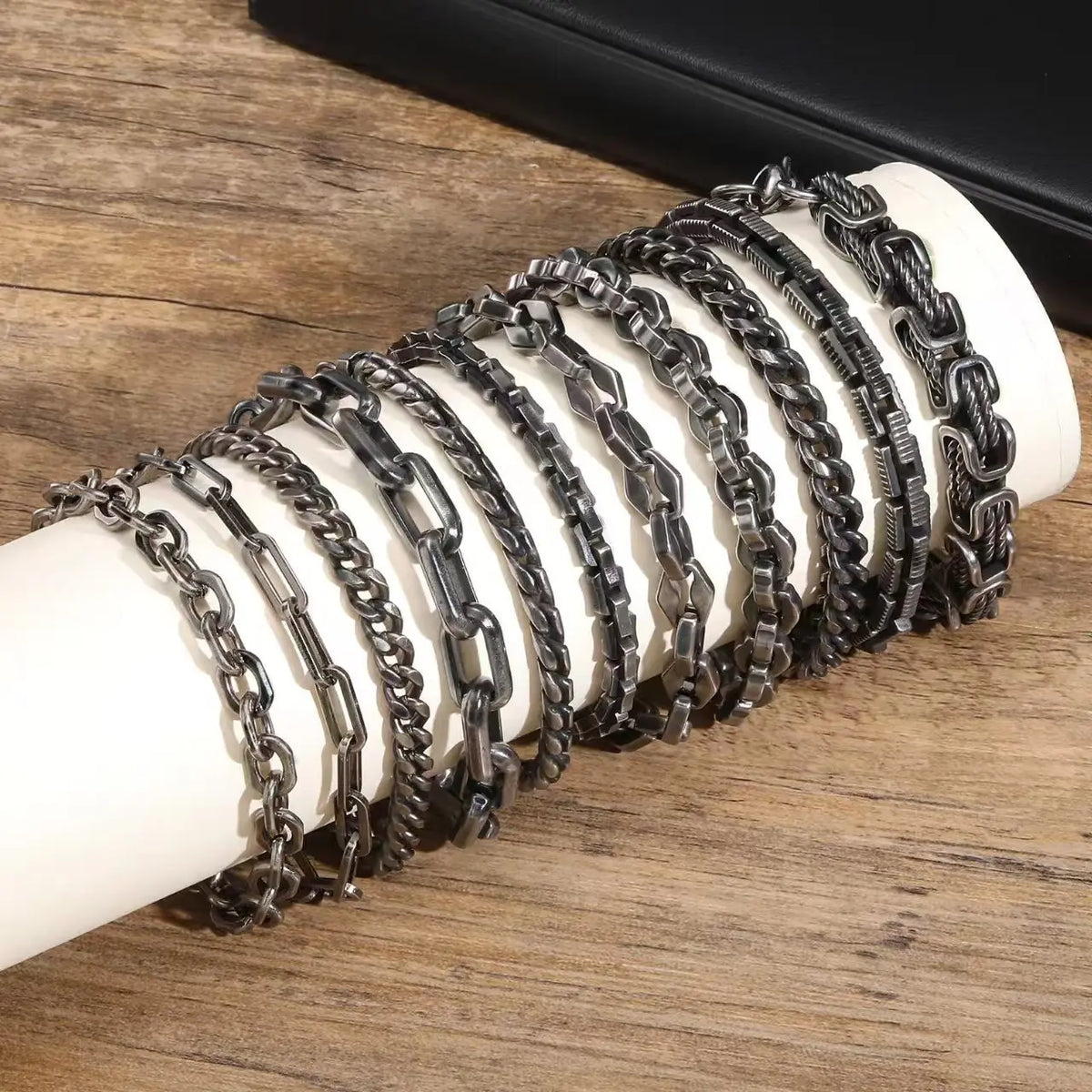 REBEL Black Color Cuban Link Bracelet for Men Stainless Steel Chunky Bracelets Exquisite Turkish Jewelry rs ALN25121184