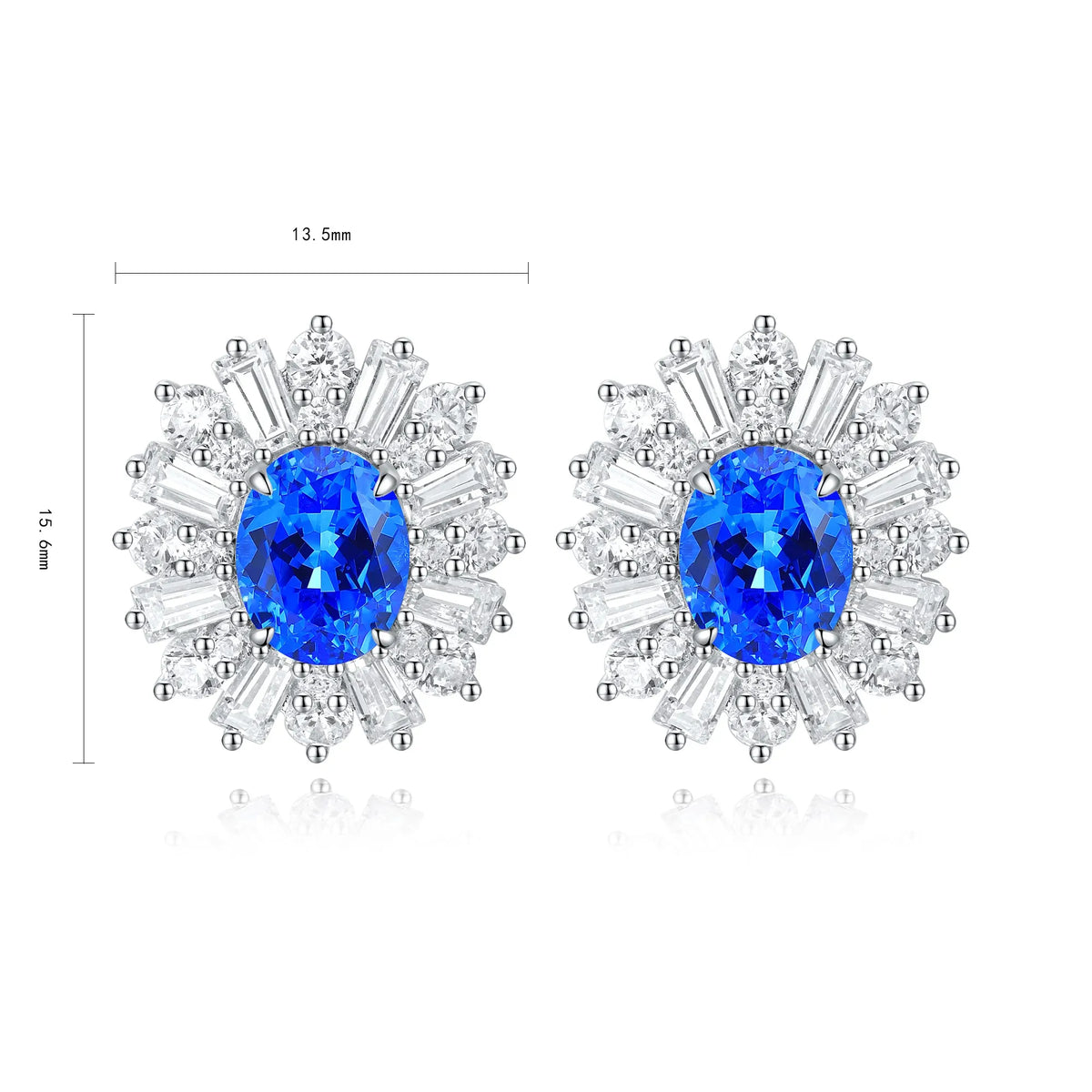 Gemfiori Anster High Quality S925 Lab Grown Cobalt Spinel Earring Stud Dainty Gemstone Stud Earrings for Women Daily Wear Gift