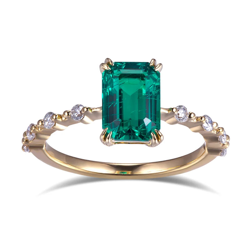 MSR-551 18k Gold Custom Women Jewelry Luxy Emerald Cut Lab Grown Gemstone Ring