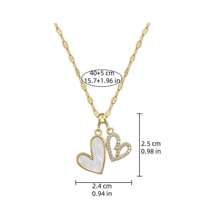 Women's Trendy Minimalist Electroplated Iron Stainless Steel Heart Shape Bamboo Chain Necklace