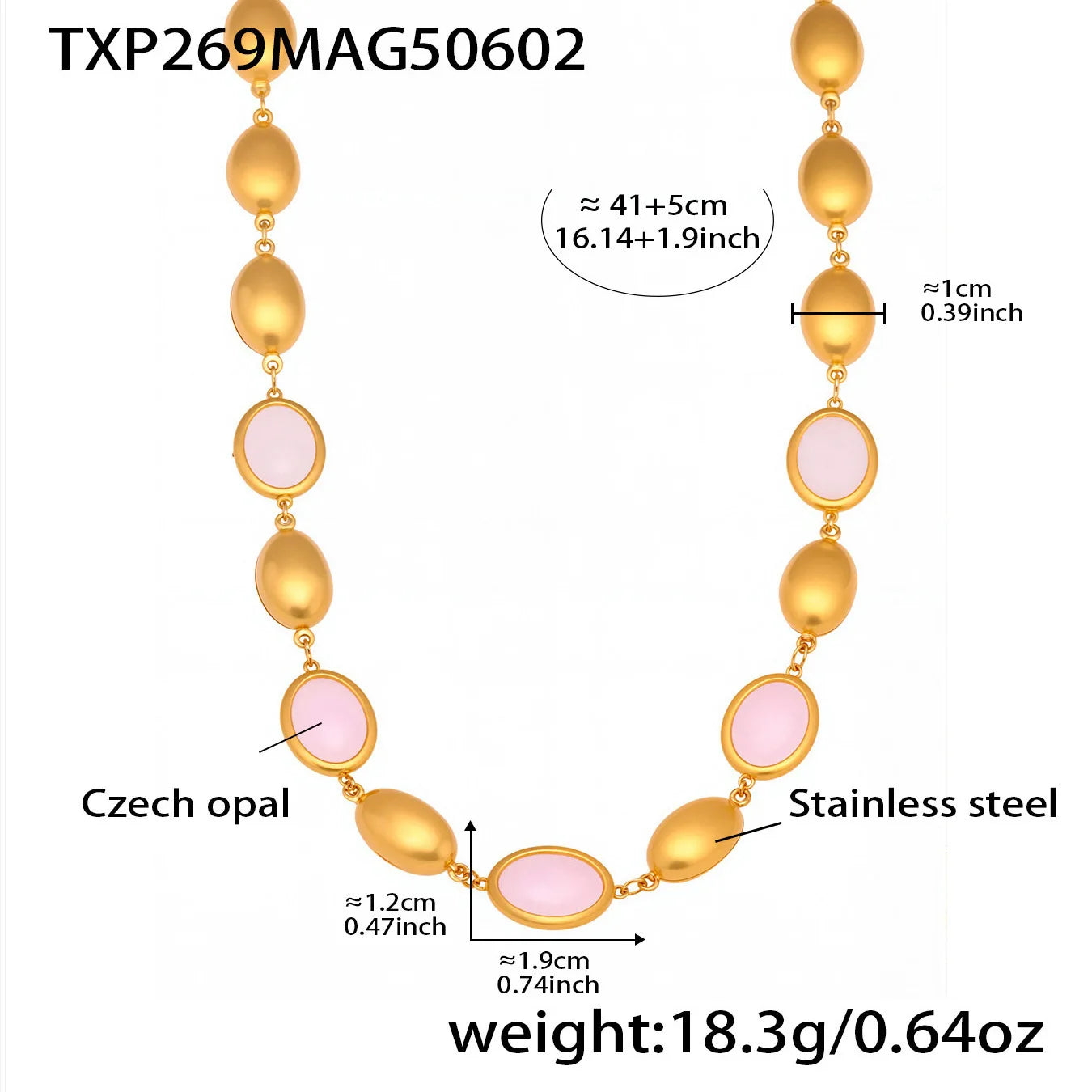 Natural Oval Opal Necklace, Bracelet & Earrings Jewellery Set | Bohemian Gold Plated Stainless Steel Set