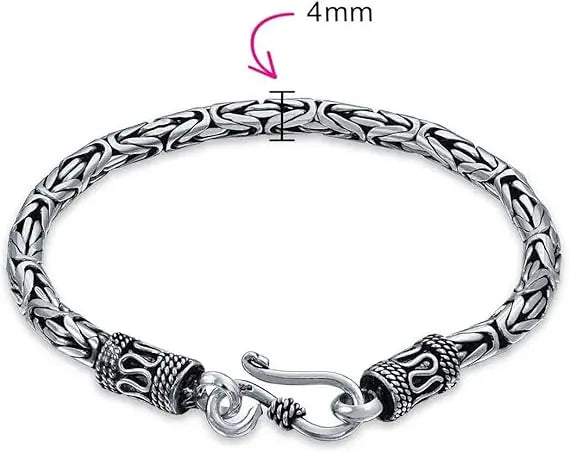 REBEL VIKING Byzantine Dragon Eye Bracelet – 925 Sterling Silver Natural Stone Classic Chain