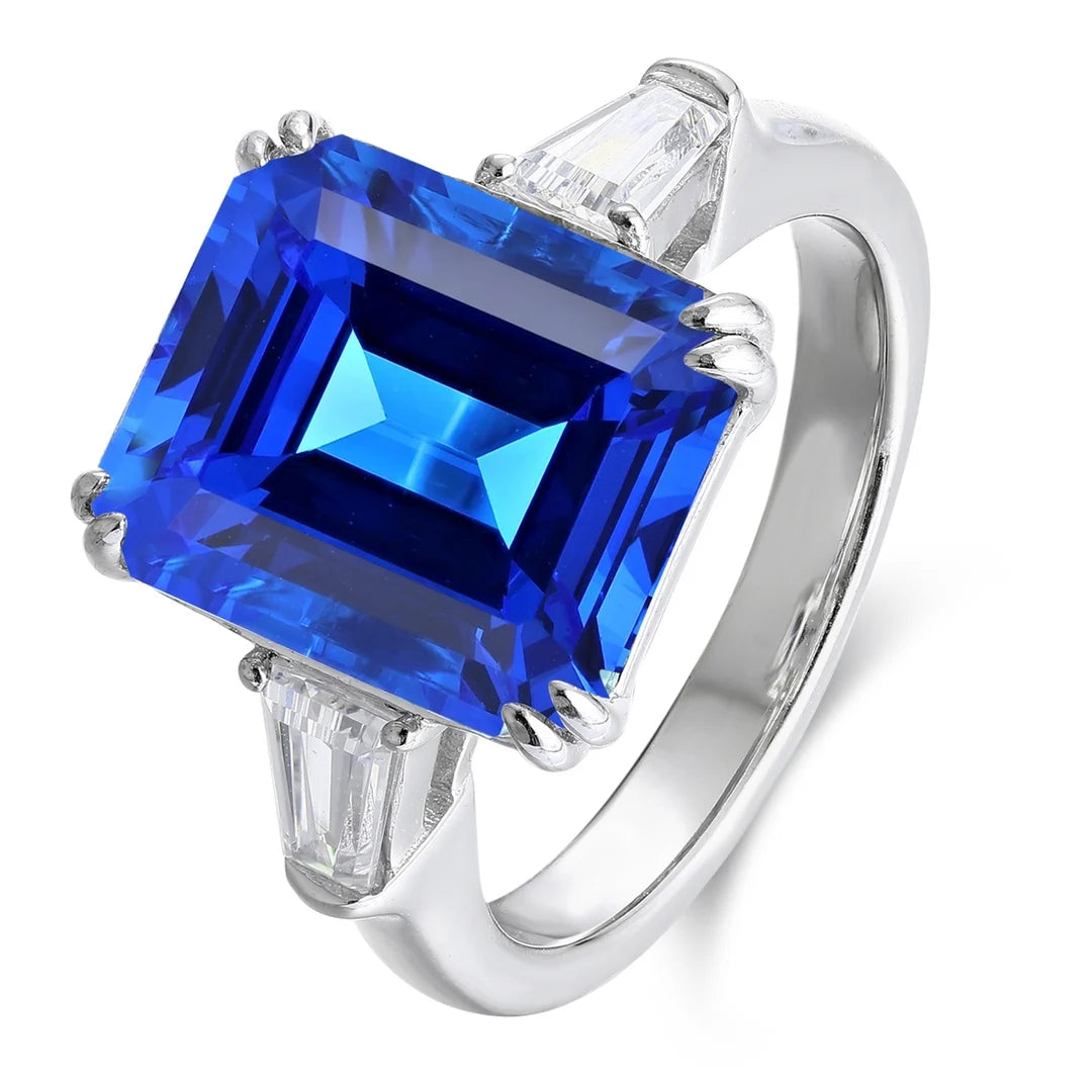 Gemfiori Miss Jewelry New Design 925 Sterling Silver Lab Grown Cobaltite Spinel Engagement Ring for Women