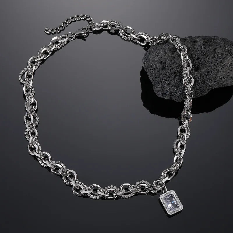 NEWLiFE VIKING Cuban Link Zircon Necklace in Silver Plated for Women & Men | Designer Jewellery for women & MEN