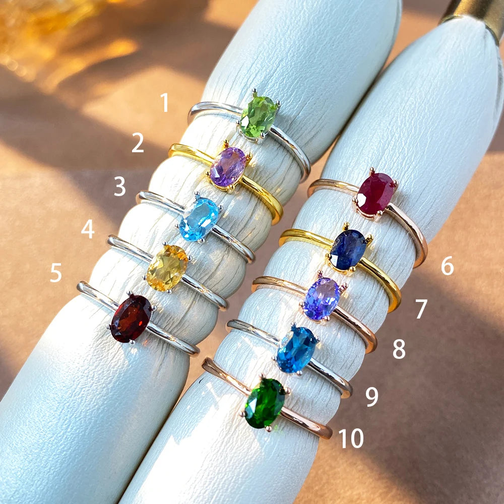 Gioiellieri Low Price Hot Popular 925 Sterling Silver Multi-Stone Wedding Ring Simple Natural Design Rose Gold Plated for Girls for Parties