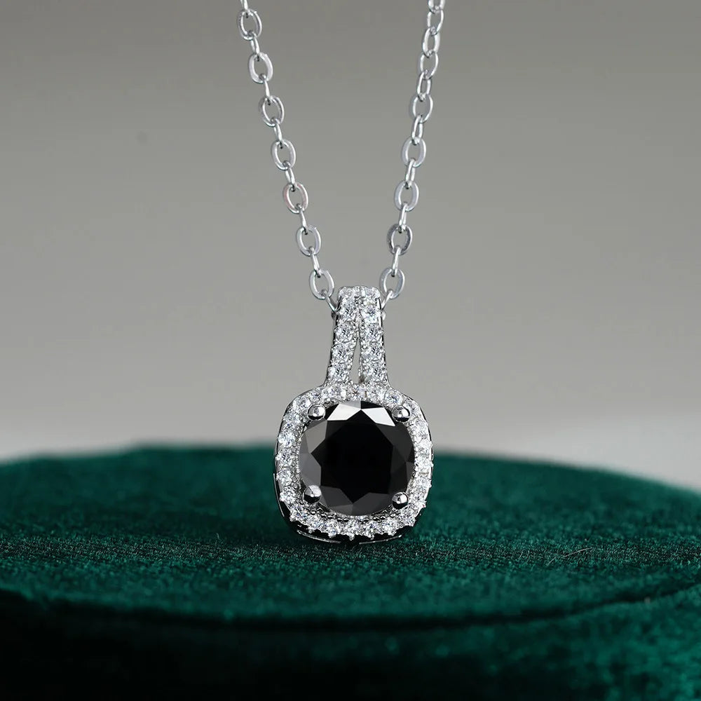 Fine Jewelry 925 Silver Square Bezel Set Round Cut 1CT 2CT VVS GRA Certified Colorful Moissanite Diamond Pendant Necklaces Women