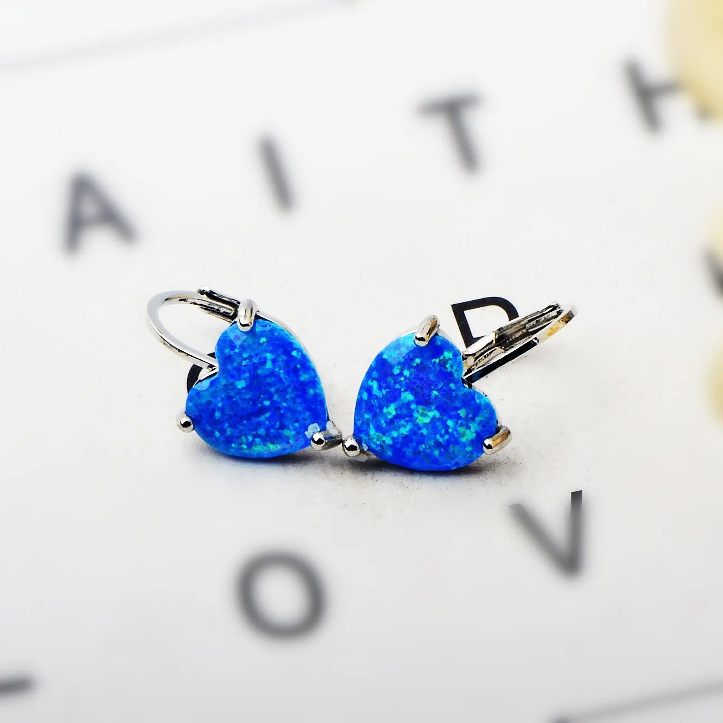 Southwestern Brass Opal Jewelry for Women Bohemian Plant Floral Cluster Silver Plated Heart Shape Stud Earrings