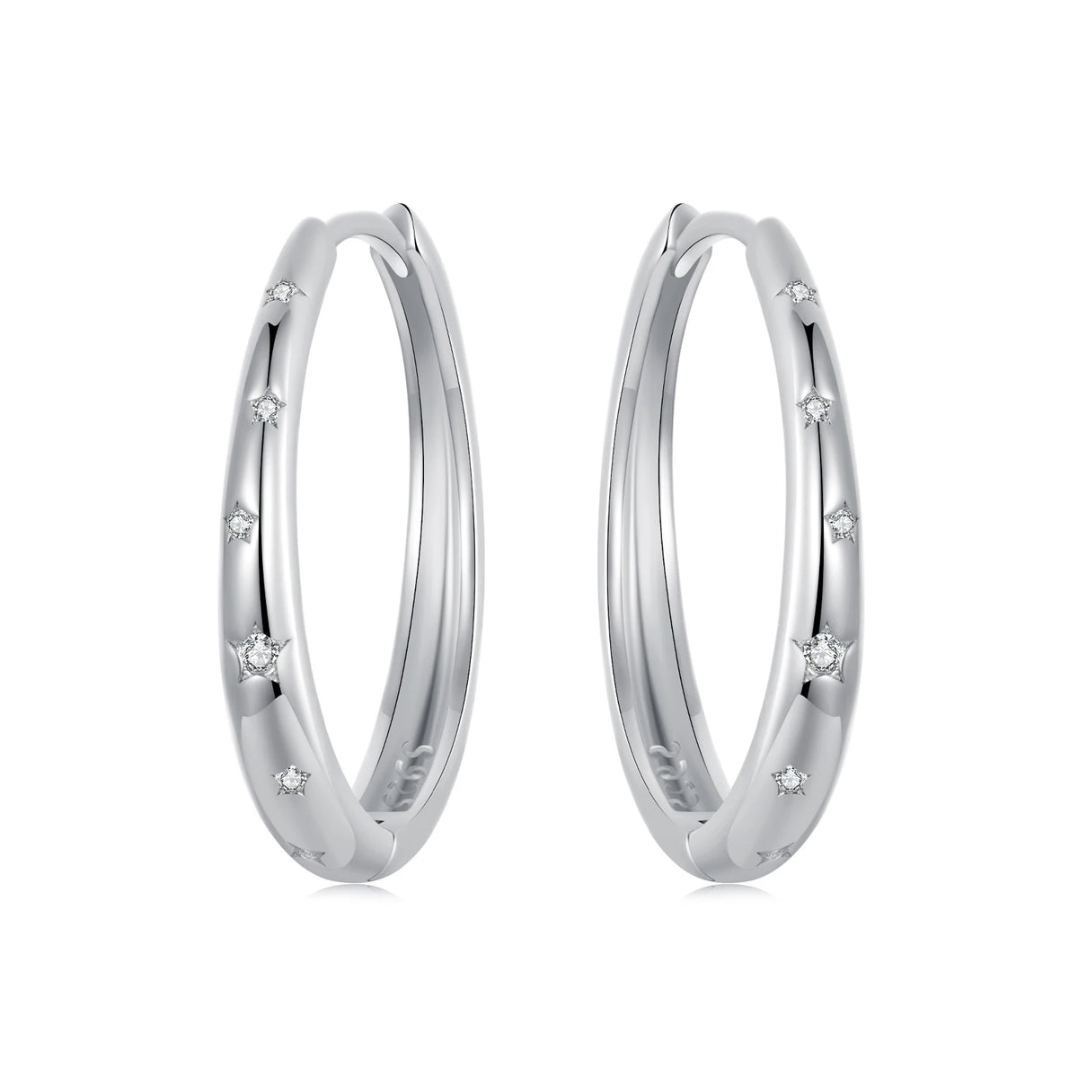 S&S 925 Silver Zircon Charm Earrings – Heart, Star, Butterfly & More – Platinum Plated – Collection