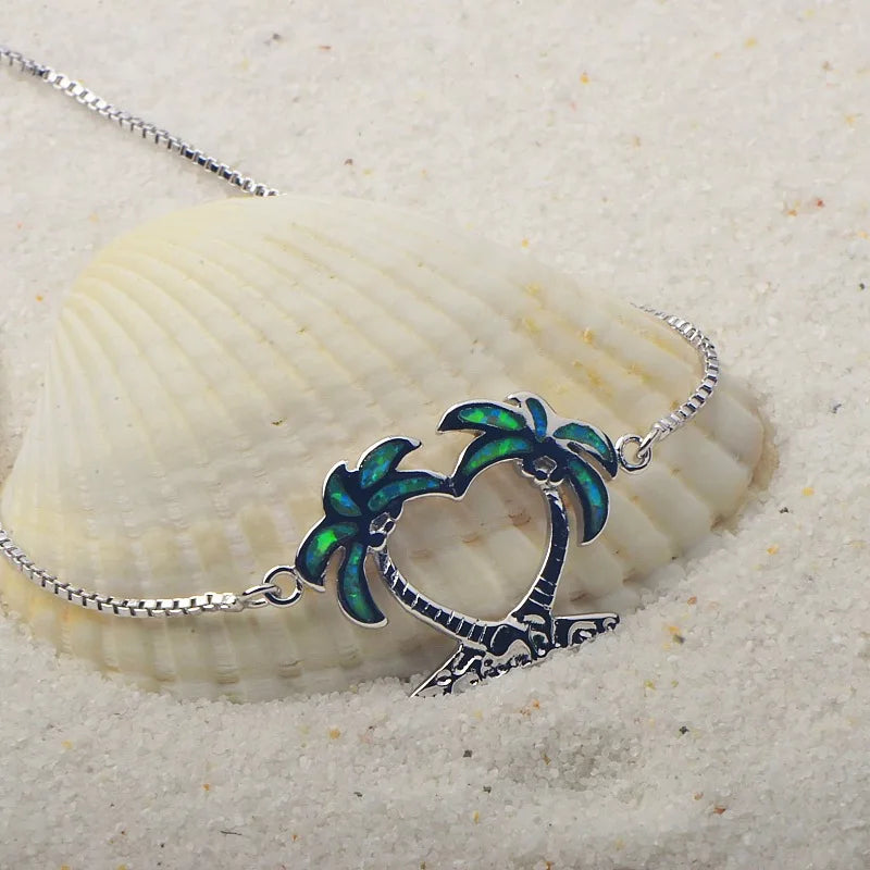 Handmade Platinum Coconut Tree Opal Anklet Gold Silver Plated Luxury Everyday Wear Jewelry for Women Wholesale