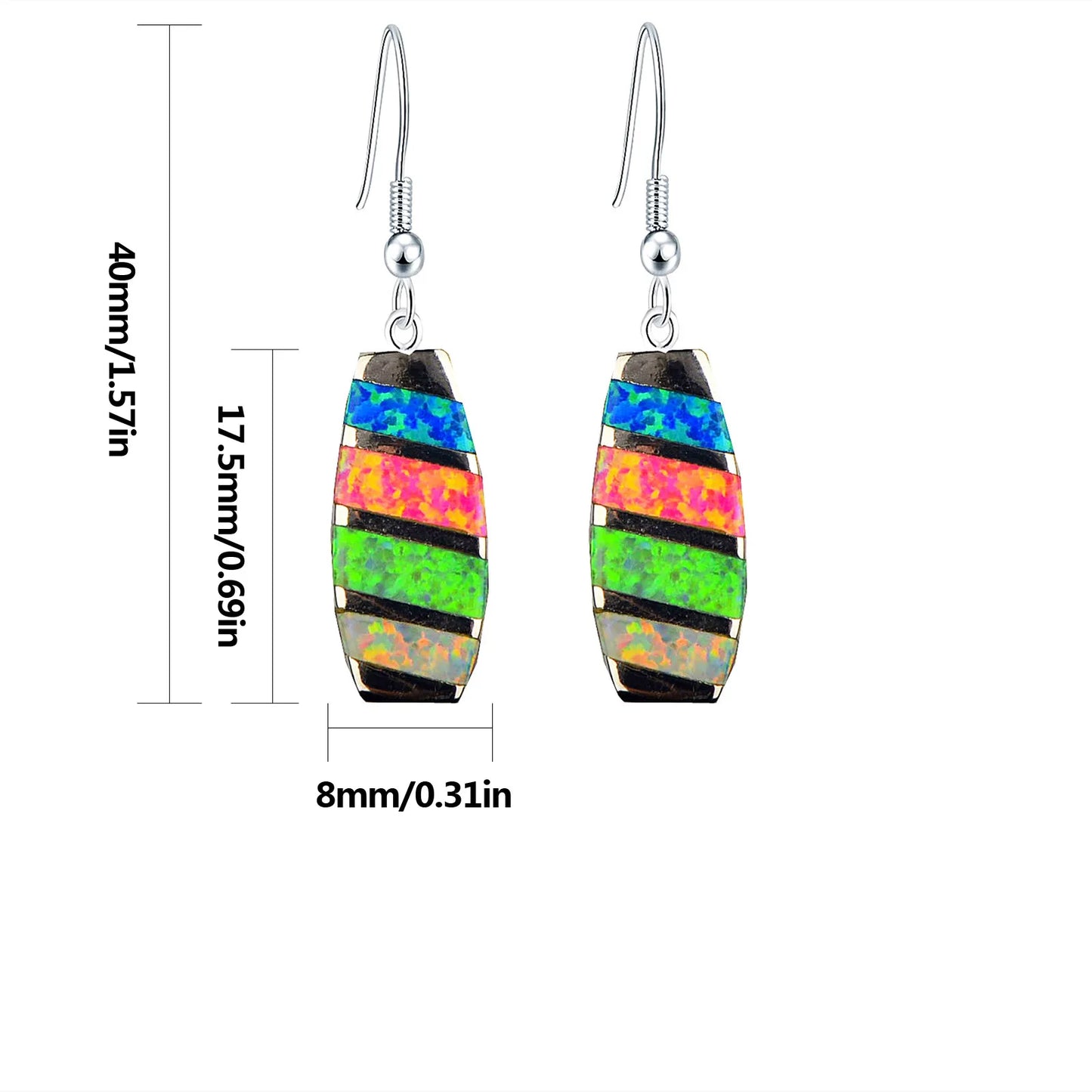 TikTok Ins European and American Style Opal Color Women's Gold-Plated Rectangular Simple Opal Drop Earrings Wholesale