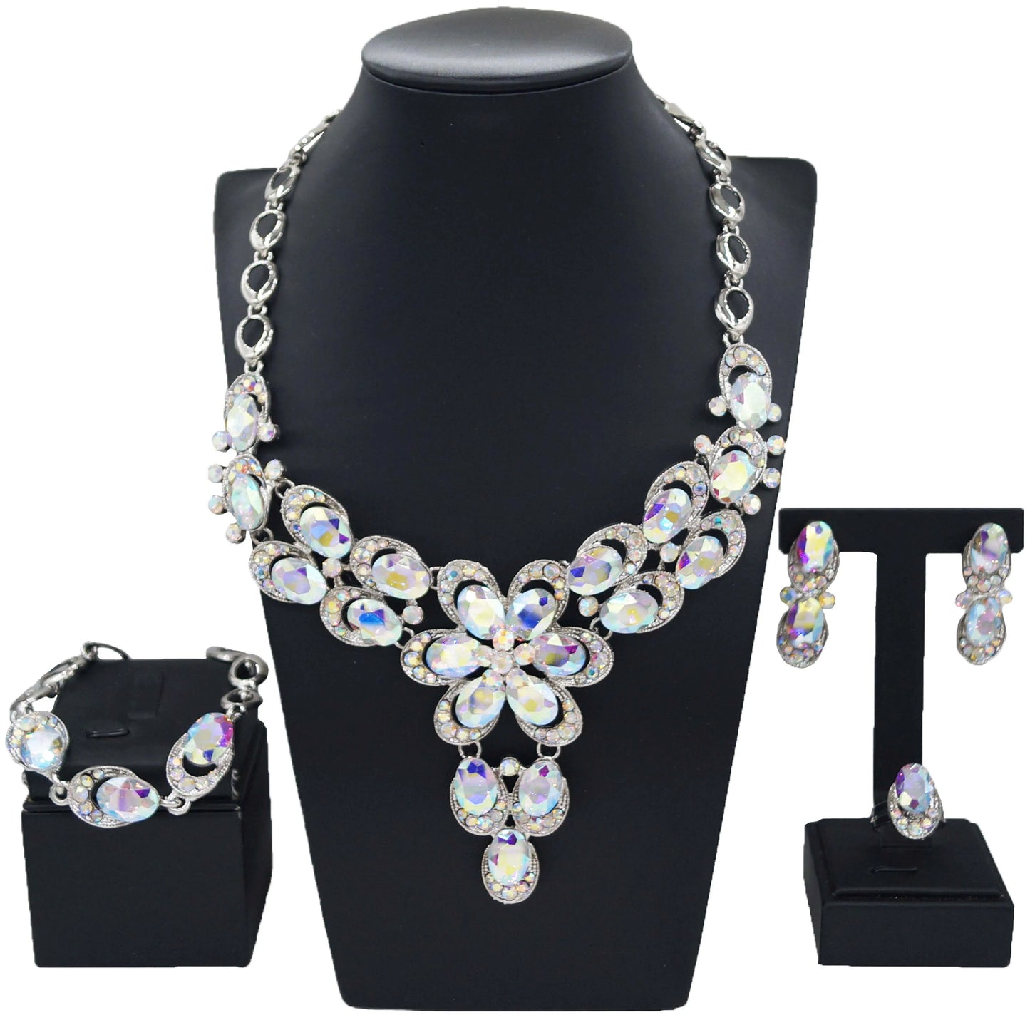 Zhuerrui Customized Women's Gold Jewelry Sets Simple Silver Beads Necklace Jewelry Set Fashionable Bridal Wedding Gift HA23284