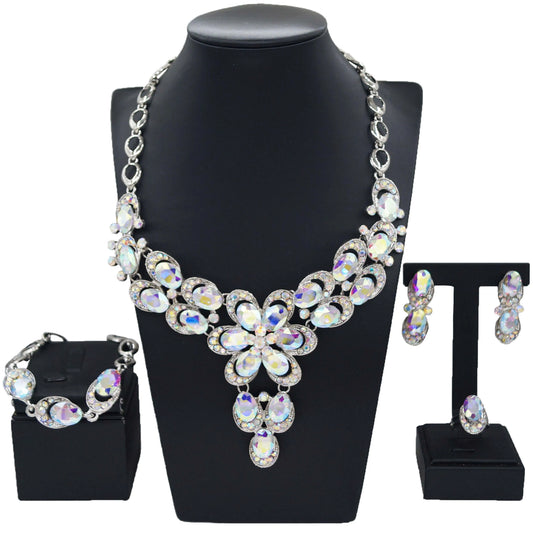 Zhuerrui Customized Women's Gold Jewelry Sets Simple Silver Beads Necklace Jewelry Set Fashionable Bridal Wedding Gift HA23284
