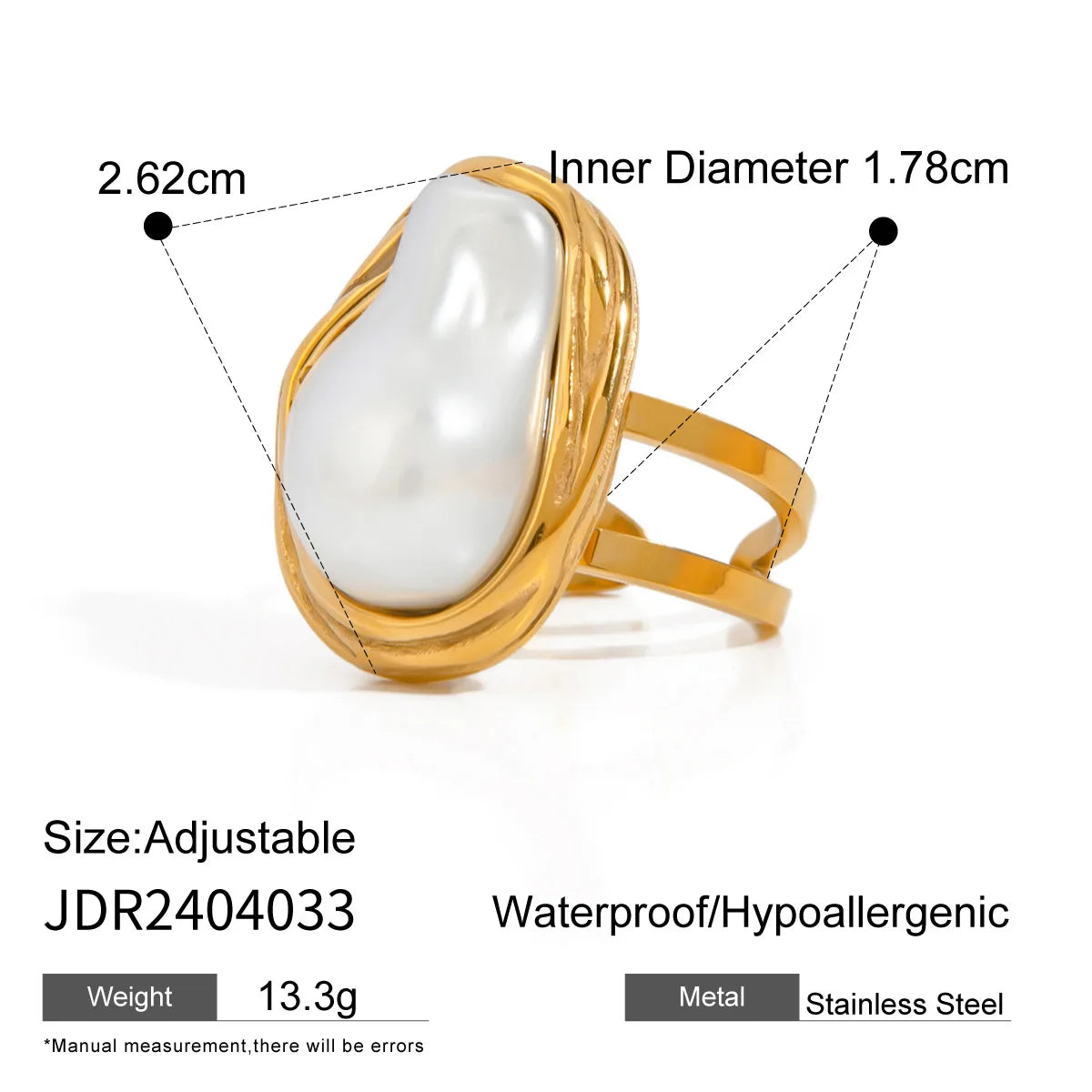 S&S Special-Shaped Natural Stone Ring | 18K Gold Plated | S&S