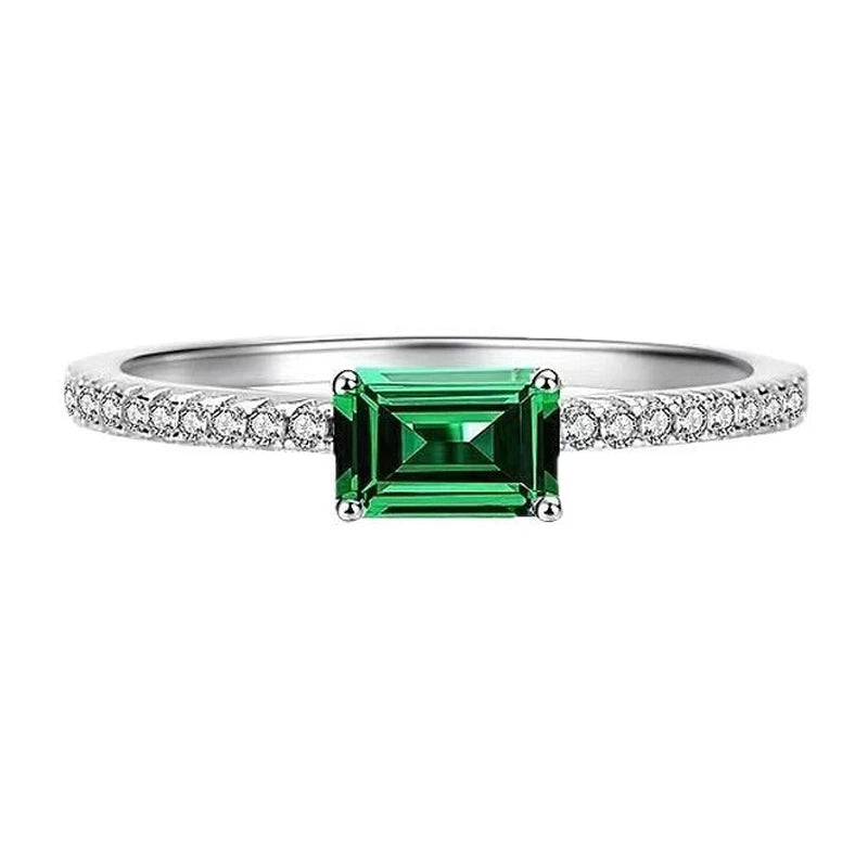 Elegant Women 925 Sterling Silver Emerald 5A 8A Cubic Zirconia Ring Promise Wedding Rings Custom Jewelry Manufacturing OEM/ODM