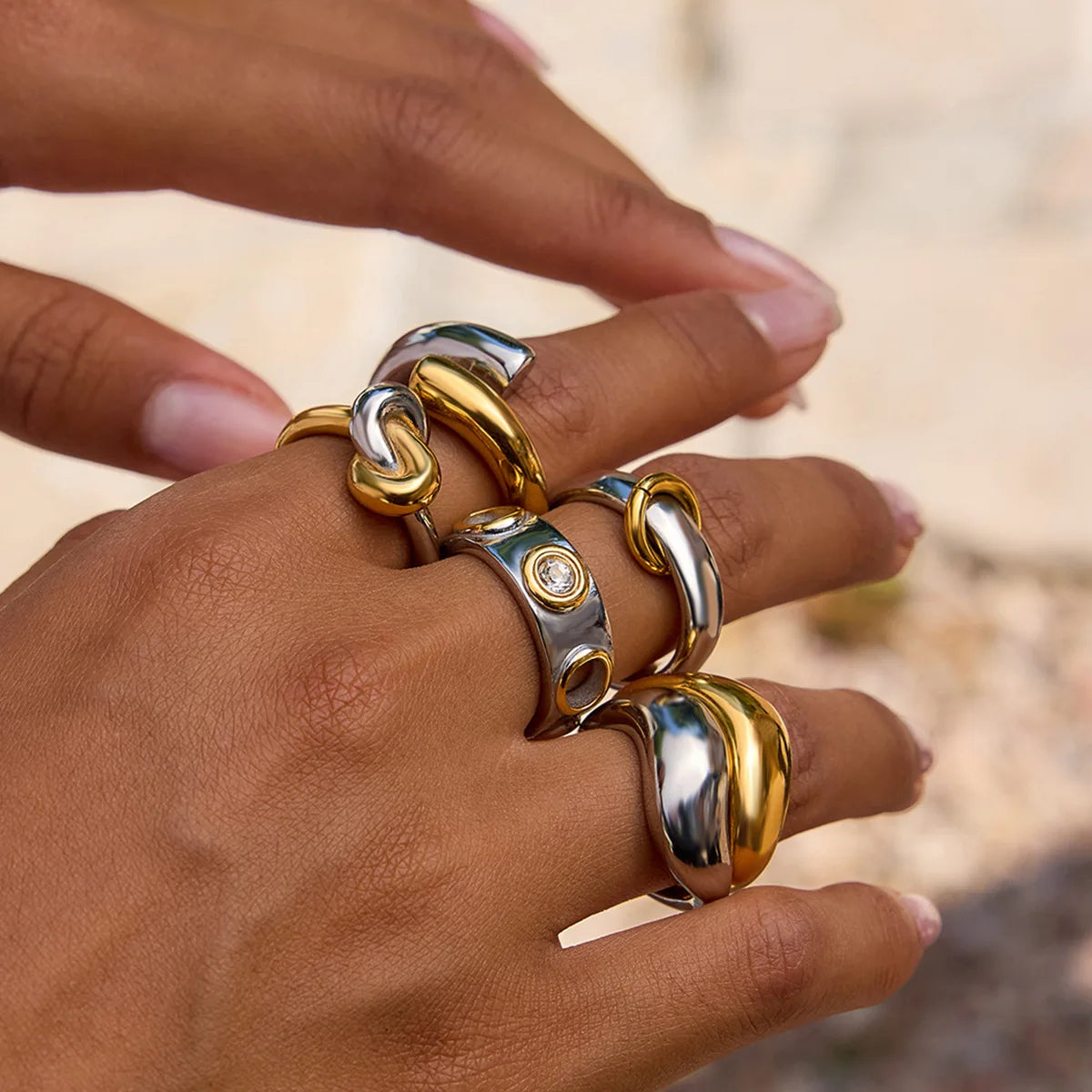 S&S Colour-Block Geometric Ring | Stainless Steel | S&S