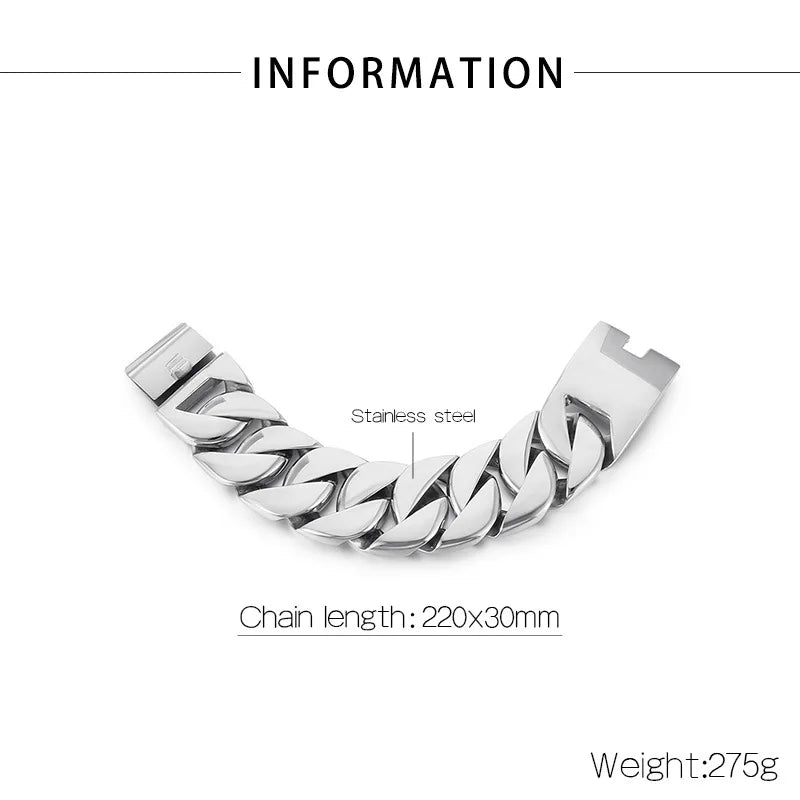 S&S European American Hip-Hop Fashion Coarse Cuban Chain Necklace Men Women 316L Stainless Steel Bracelet