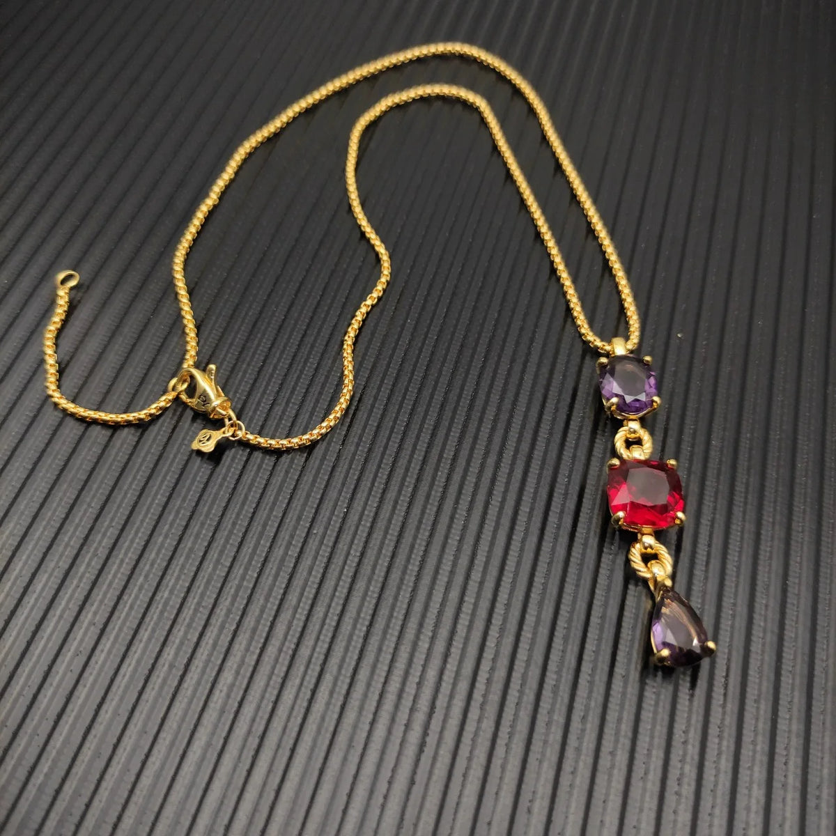 Gemfiori DY High-Quality Colored Diamond Necklace. Gold-Plated Colored Gemstone Necklace. Jewelry .