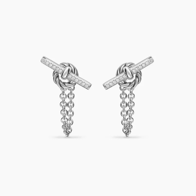 FASHIONISTA DY High-Quality Silver-Plated 38.2mm Diamond Earrings. Gold-Plated Earrings. Jewelry.